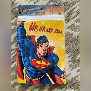 SUPERMAN 8x Party Invitations Envelopes hallmark DC COMICS WARNER BROS Sealed